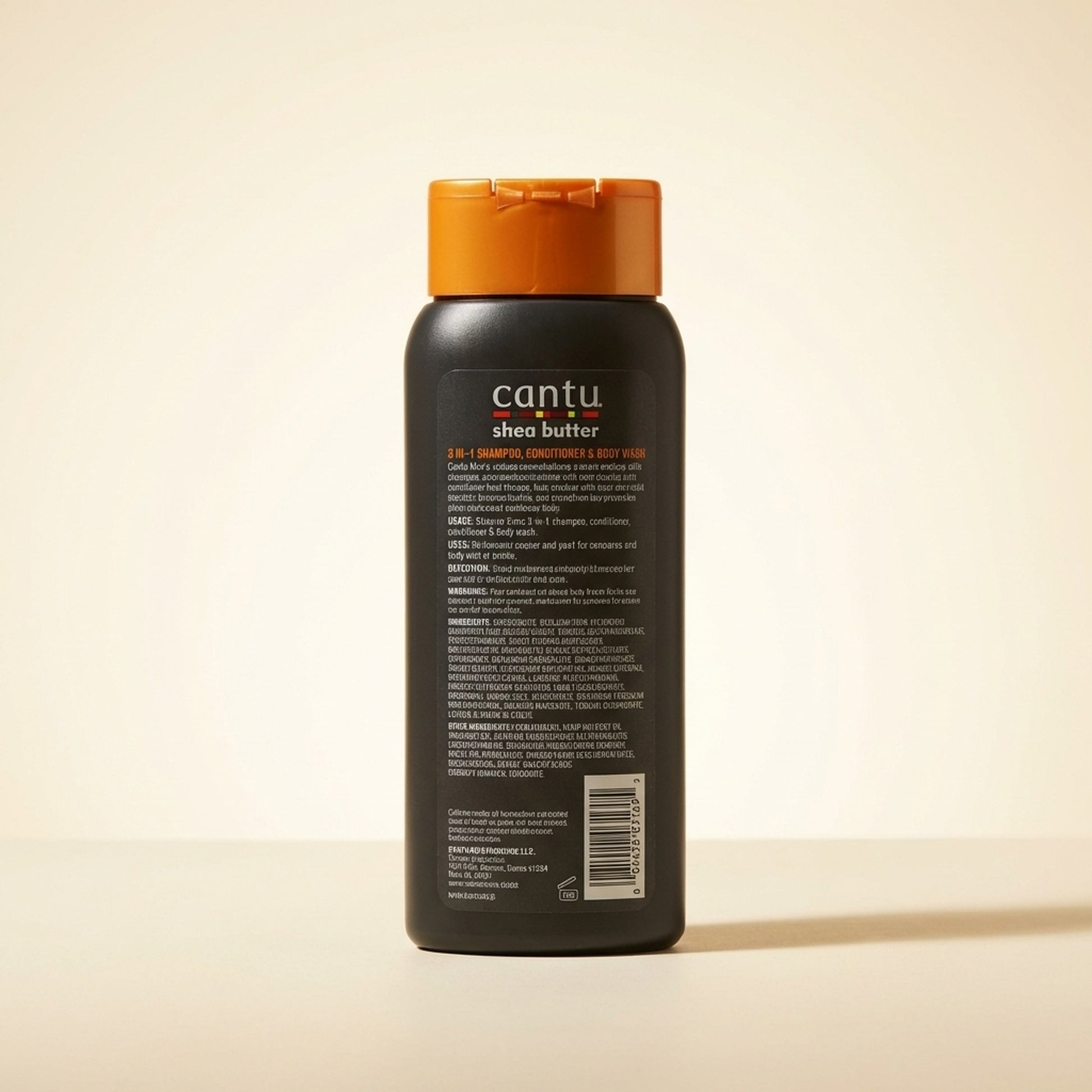 Cantu Men's 3-in-1 Shampoo Conditioner & Body Wash 400ml - Back / Ingredients