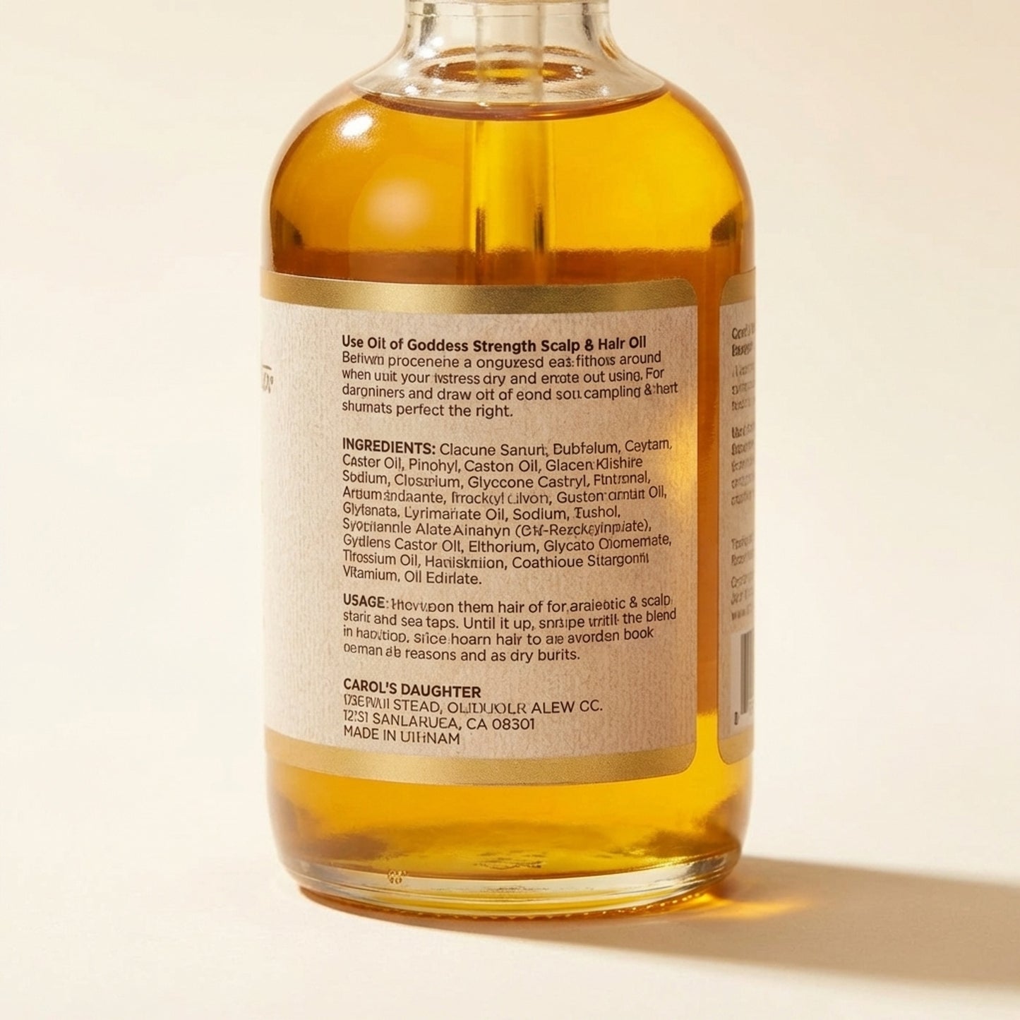 Carol's Daughter Goddess Strength 7 Oil Blend Scalp & Hair Oil 4oz - Back / Ingredients