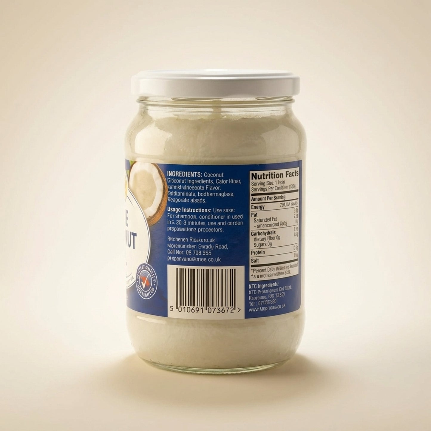 KTC Pure Coconut Oil - Back / Ingredients