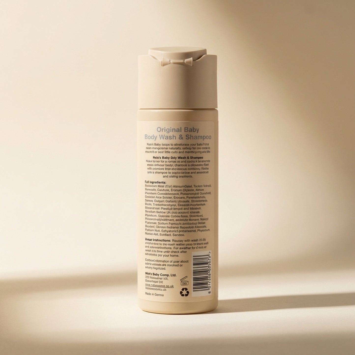 Nala's Baby Original Body Wash & Shampoo 200ml - Back / Ingredients