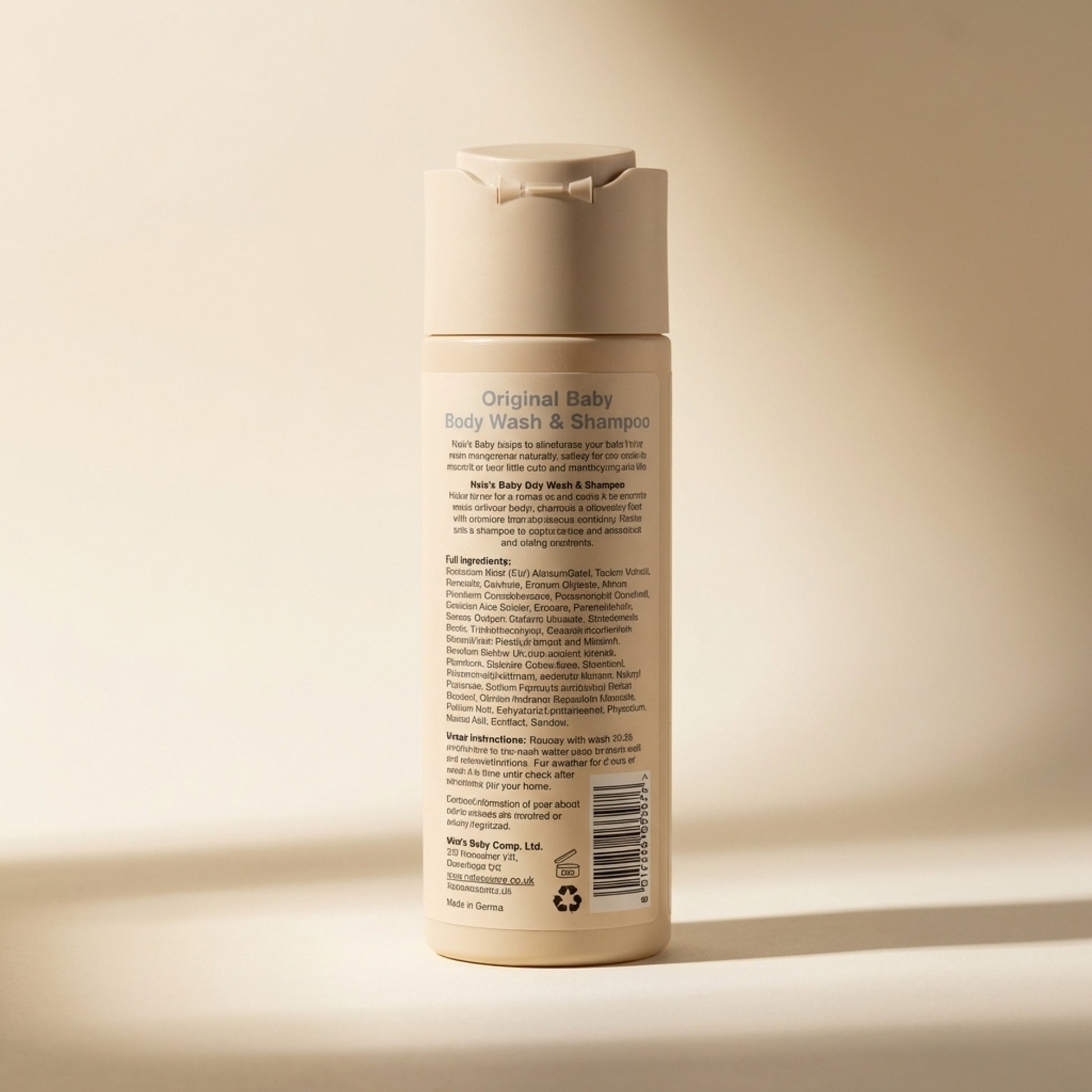 Nala's Baby Original Body Wash & Shampoo 200ml - Back / Ingredients