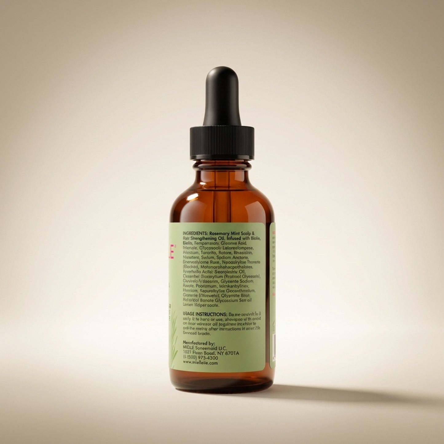 Rosemary Mint Scalp & Hair Strengthening Oil - Back / Ingredients