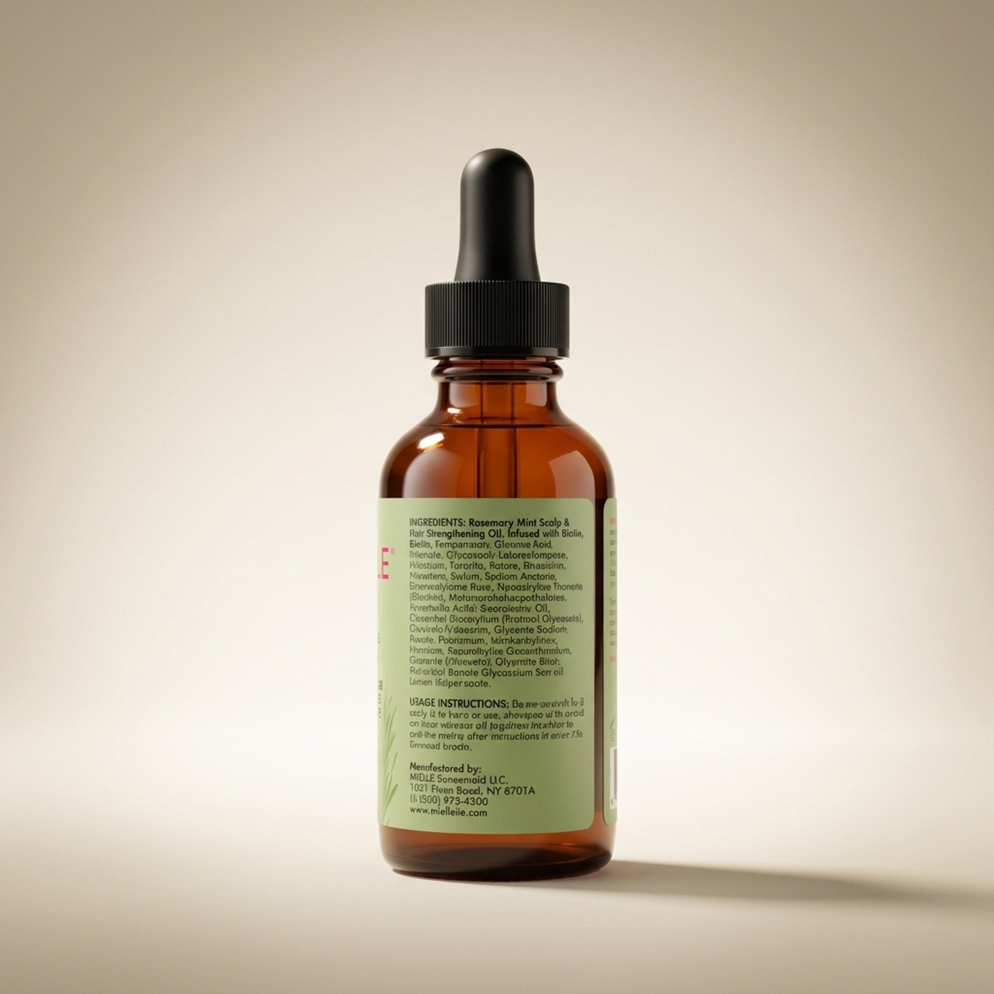 Rosemary Mint Scalp & Hair Strengthening Oil - Back / Ingredients